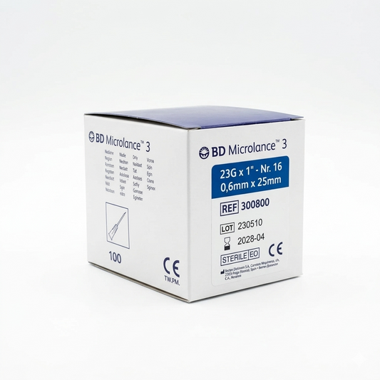 23G BD Microlance 3 Hypodermic Needles || 1", 0.6mm x 25mm || Standard, Blue || Pack of 100