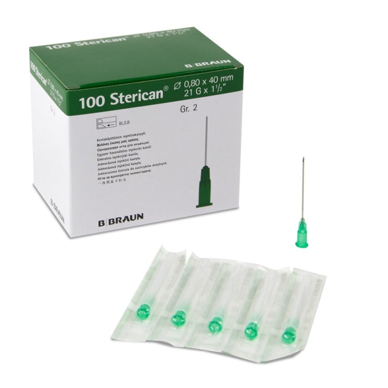 21G Braun Sterican Disposable Cannulas || 1-1/2", 0.8 x 40mm || Pack of 100