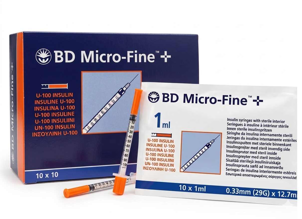 29G || 1ml Disposable Single-use Syringe and Needle, u100 || BD/Embecta (Ref: 324827) || 0.33mm x 12.7mm