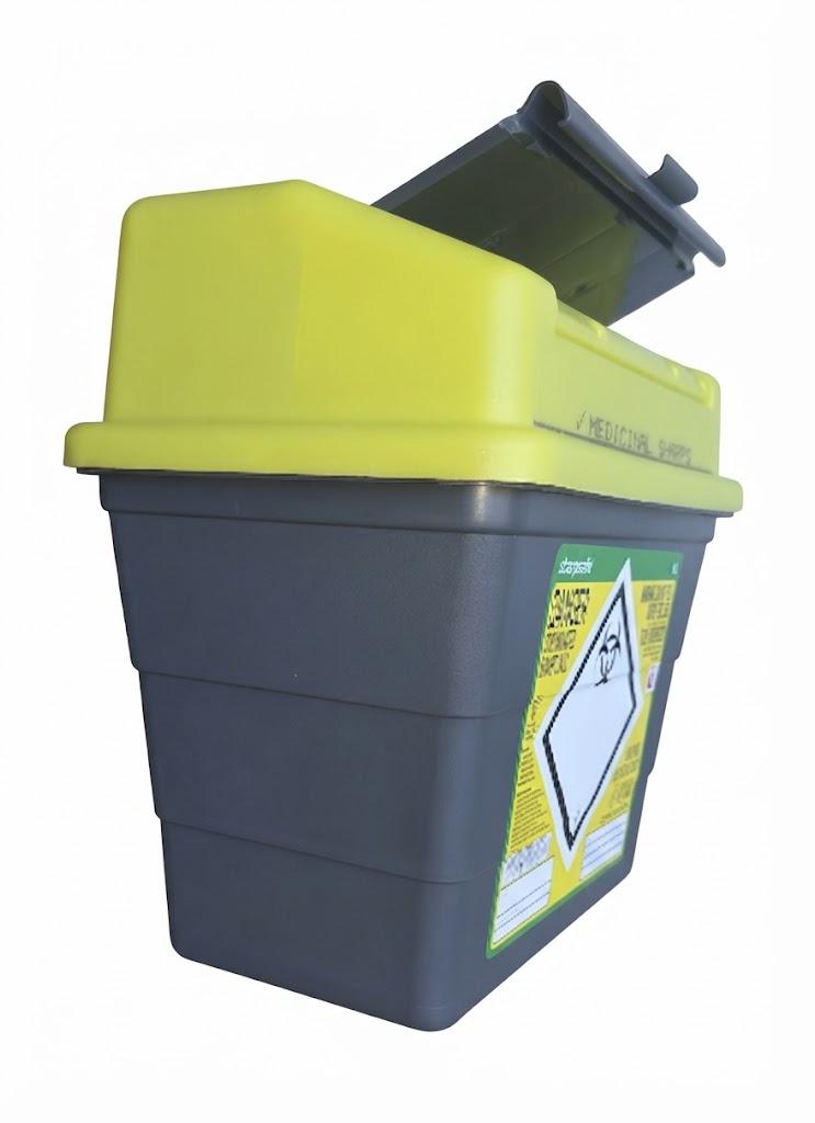 Sharpsafe® Grey Sharps Container Bins with Yellow Lid || Medical Waste Disposal