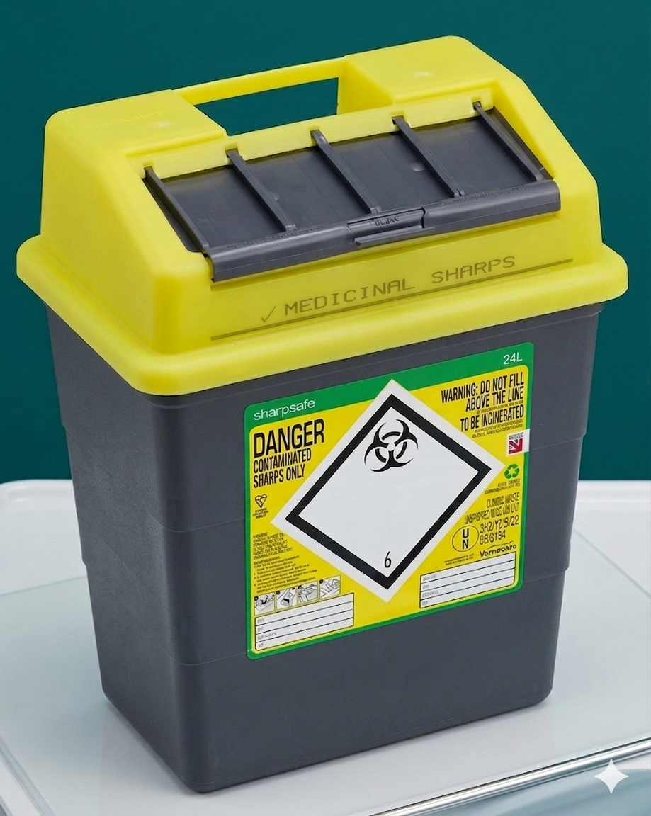 Sharpsafe® Grey Sharps Container Bins with Yellow Lid || Medical Waste Disposal