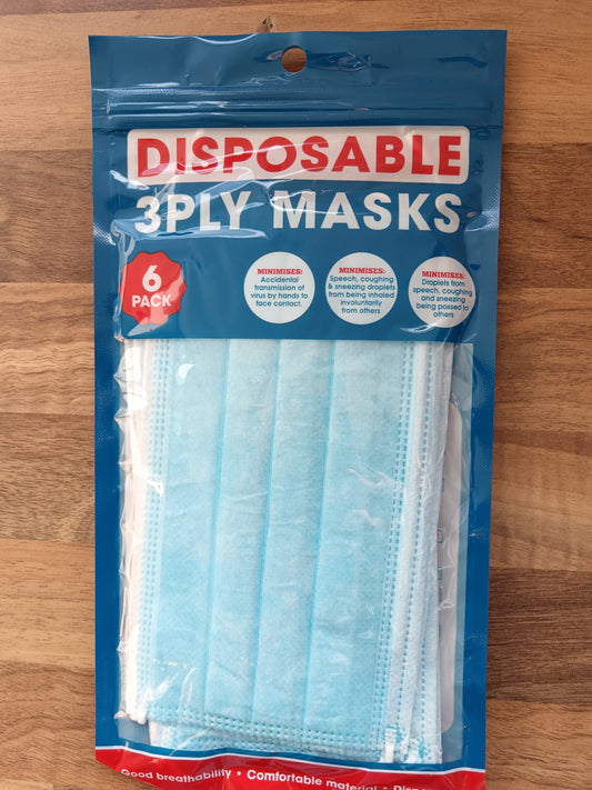 Disposable Face Masks || Pack of 6