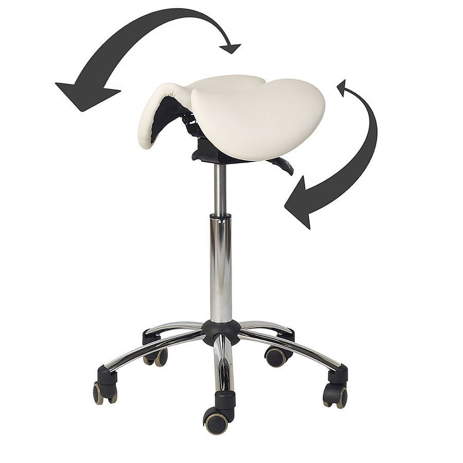 Split Seat Saddle / Chair Stool || White