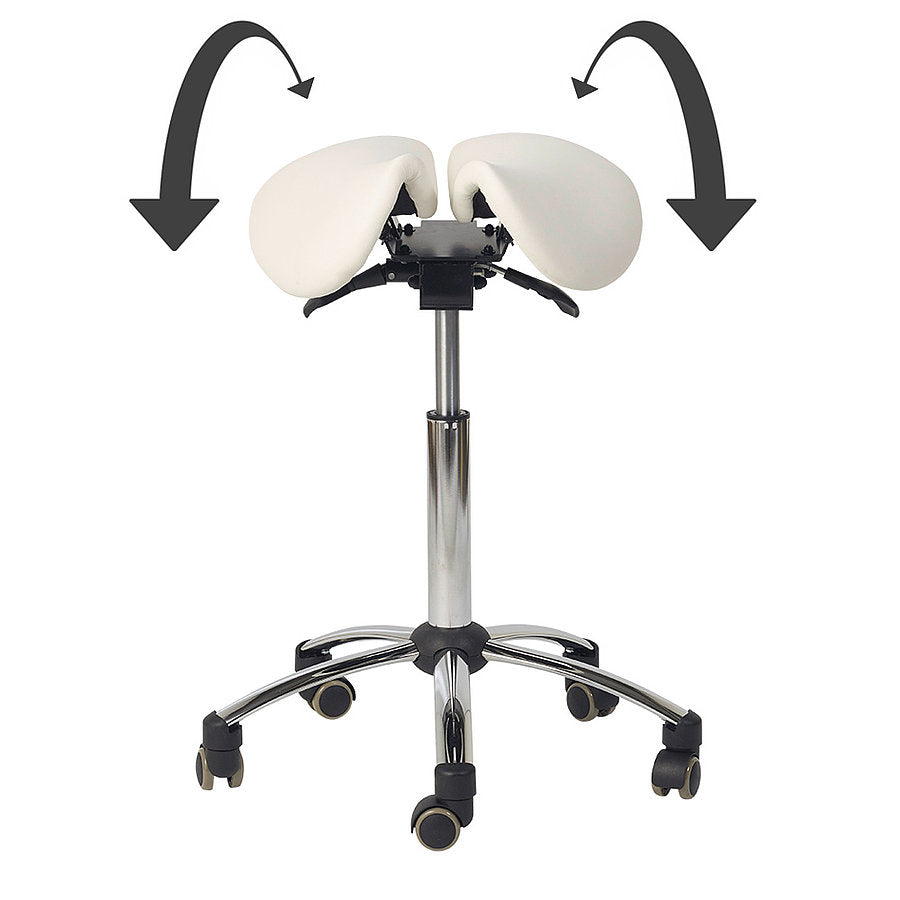 Split Seat Saddle / Chair Stool || White