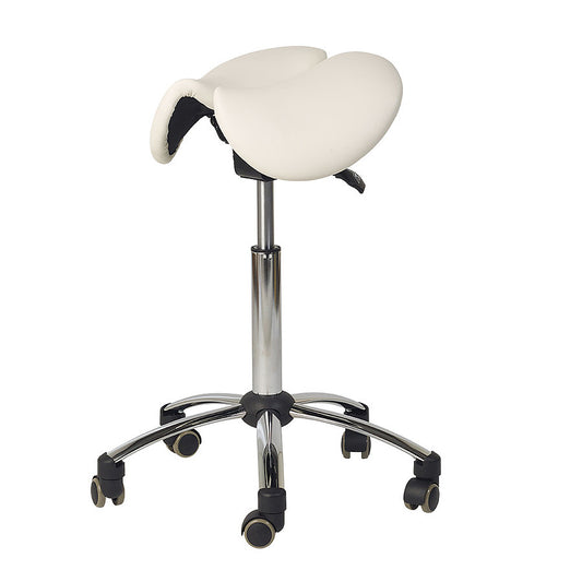 Split Seat Saddle / Chair Stool || White