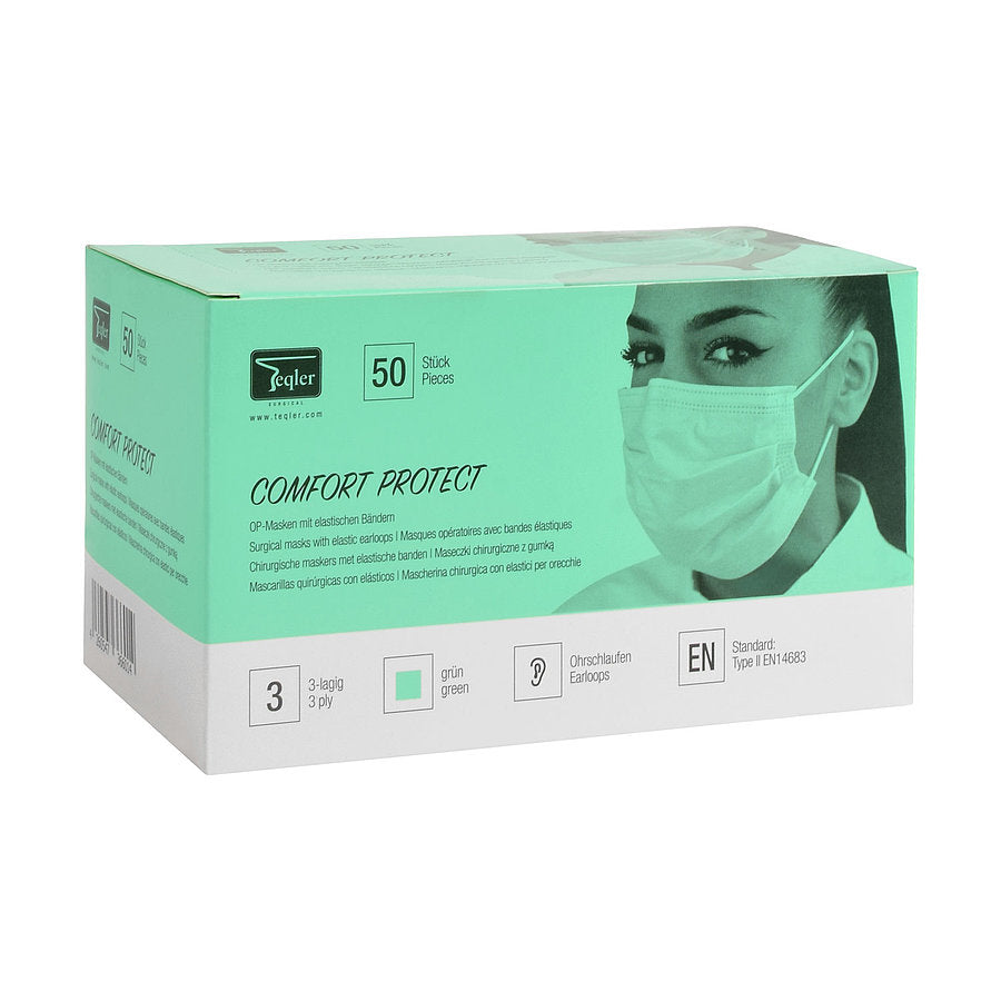 Surgical Mask (with Elastic Earloops) 3 ply - Green