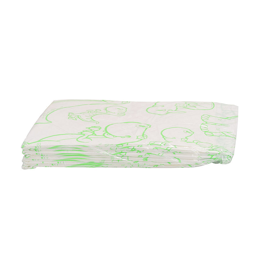 Disposable Baby Underlays || 40 x 60 cm - Dinosaurs print in Green || Pack of 50