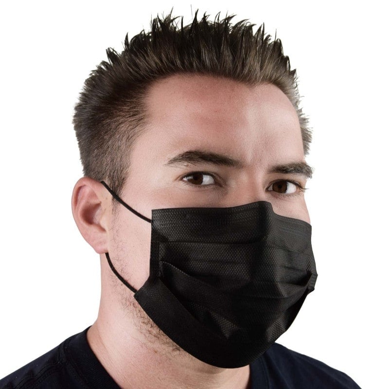 Surgical Mask for Tattoo Artists || Black, with elastic ear loops || Pack of 50