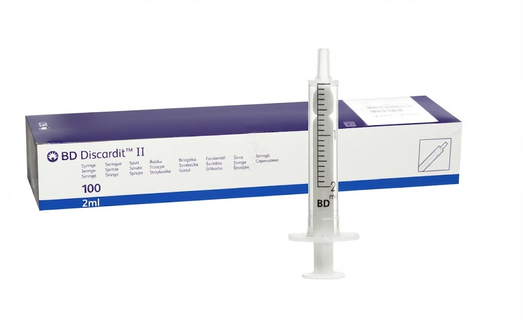 2ml BD Discardit Syringes || Sterile Luer Slip, 2-Part || Pack of 100