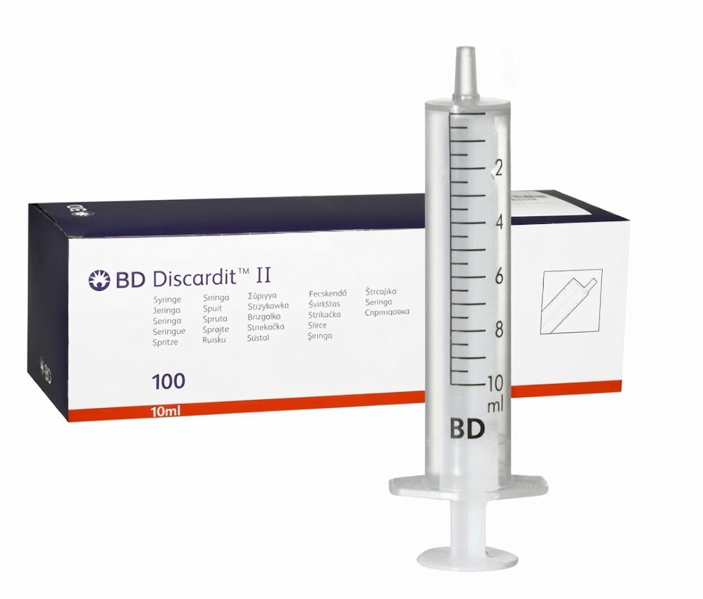 10ml BD Discardit Syringes || Sterile Luer Slip, 2-Part || Pack of 100