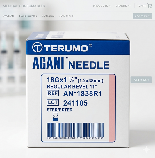 18G Terumo Agani Disposable Needles || Pink, 1-1/2", 1.2 x 38 mm || Pack of 100