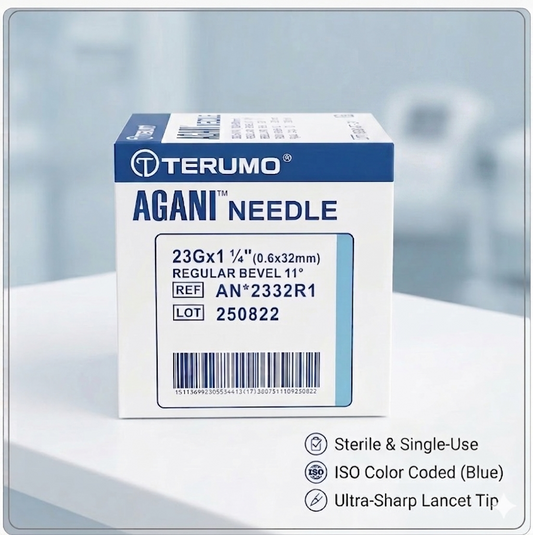 23G Terumo Agani Disposable Needles || Blue, 1-1/4", 0.6 x 32 mm || Pack of 100