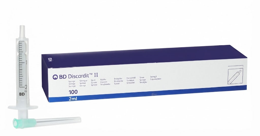 2ml BD Discardit Syringes || Sterile Luer Slip, 2-Part || Pack of 100