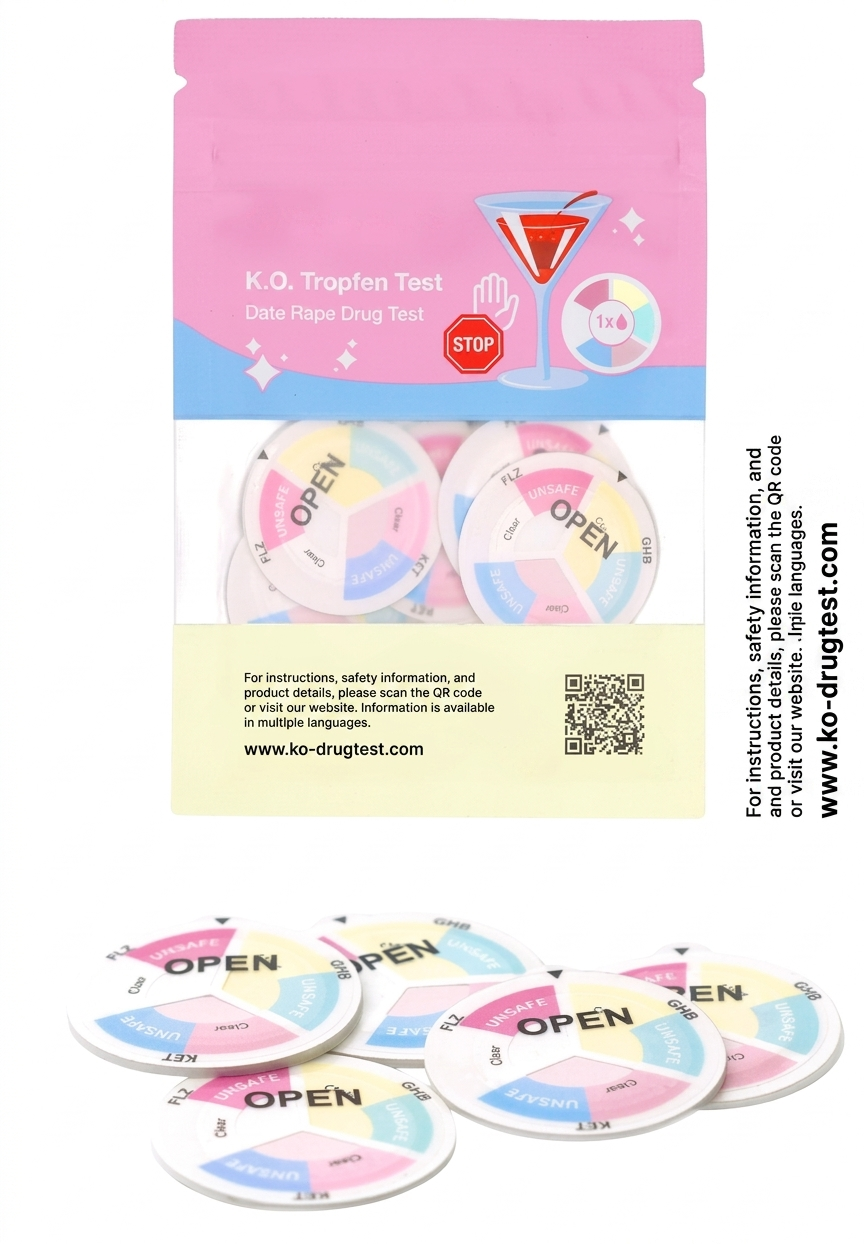 Multi‑Drug Rapid Test Kit for Party Drugs - GHB, KET, FLZ || Pack of 5