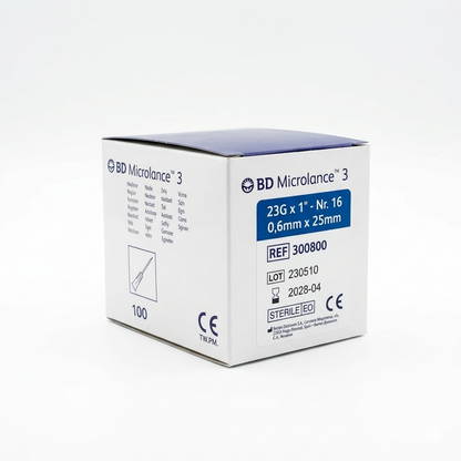 23G BD Microlance 3 Hypodermic Needles || 1", 0.6mm x 25mm || Standard, Blue || Pack of 100