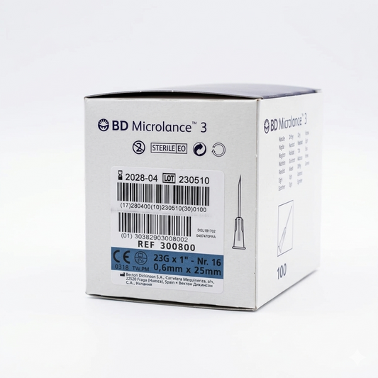 23G BD Microlance 3 Hypodermic Needles || 1", 0.6mm x 25mm || Standard, Blue || Pack of 100