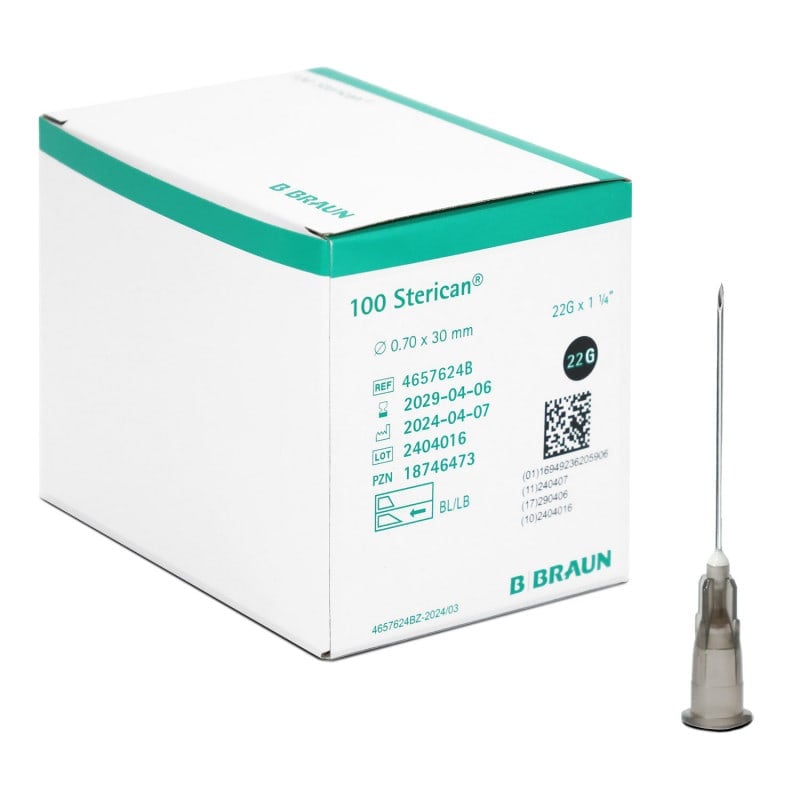 Braun Sterican Disposable Cannulas || 22G, 1-1/4", 0.70 x 30mm || Pack of 100