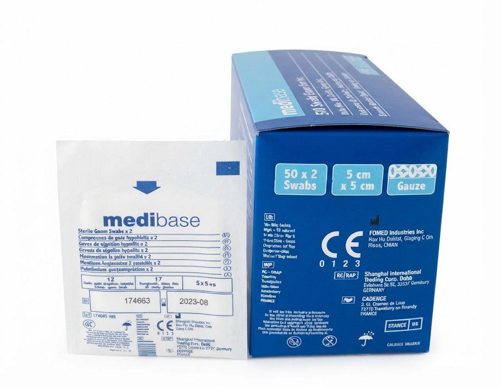Sterile Gauze Swabs || 5cm x 5cm, 17-Thread, 12-Ply || Pack of 100