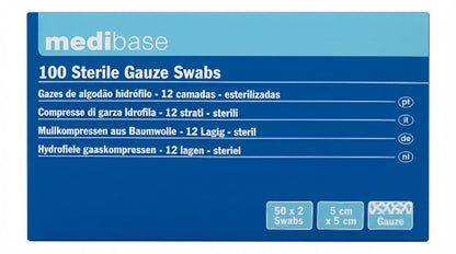 Sterile Gauze Swabs || 5cm x 5cm, 17-Thread, 12-Ply || Pack of 100