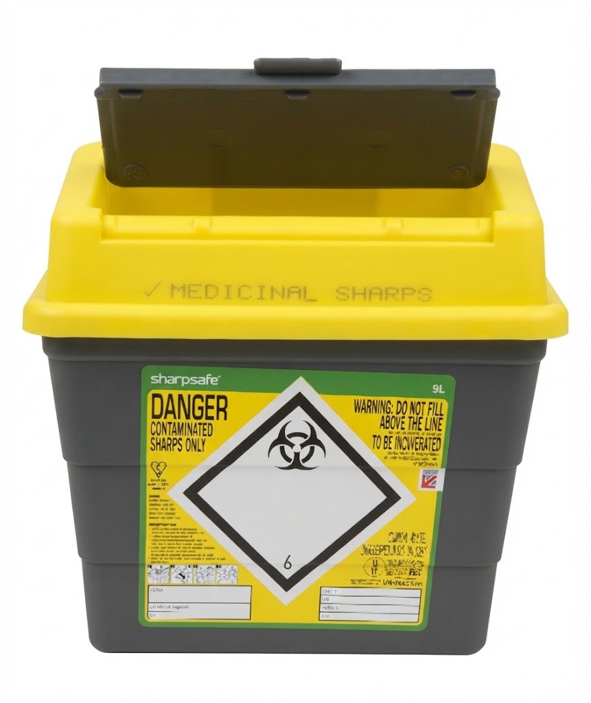 Sharpsafe® Grey Sharps Container Bins with Yellow Lid || Medical Waste Disposal