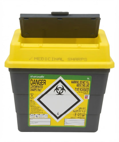 Sharpsafe® Grey Sharps Container Bins with Yellow Lid || Medical Waste Disposal