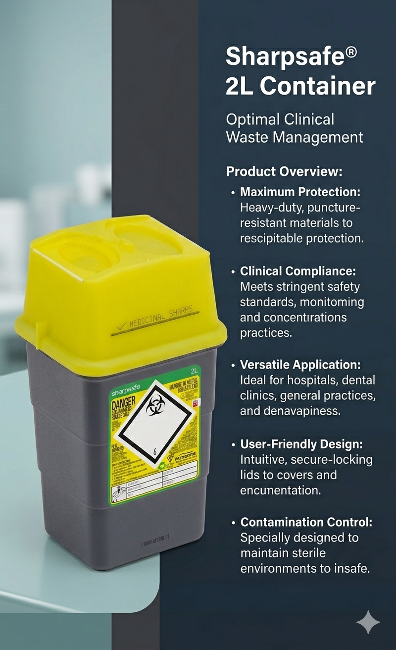 Sharpsafe® Grey Sharps Container Bins with Yellow Lid || Medical Waste Disposal