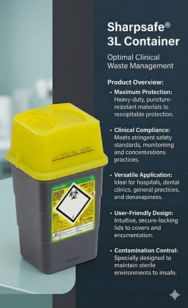 Sharpsafe® Grey Sharps Container Bins with Yellow Lid || Medical Waste Disposal