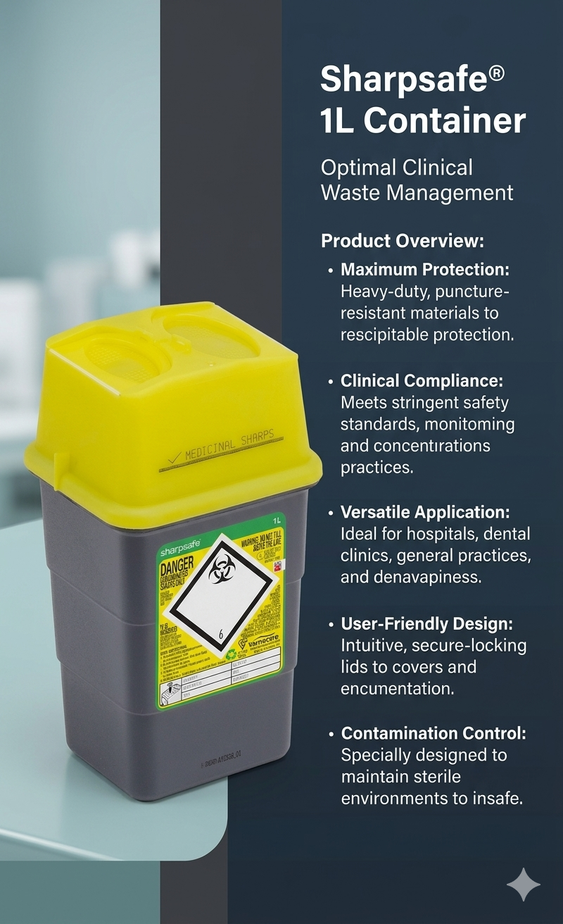 Sharpsafe® Grey Sharps Container Bins with Yellow Lid || Medical Waste Disposal