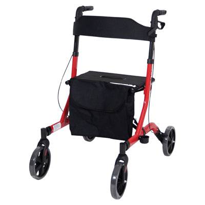 Aidapt Deluxe Ultra Lightweight Folding 4 Wheeled Rollator - Red