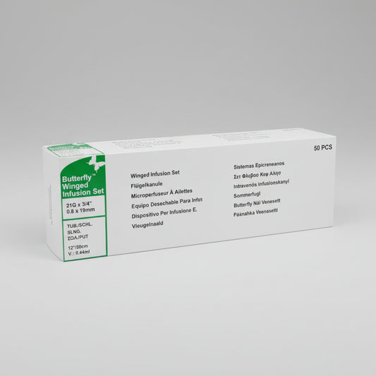 21G Hospira Safety Butterfly Needle - Green || 3/4", 0.8mm x 19mm || Pack of 50