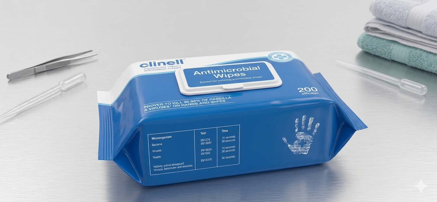 Clinell Antimicrobial Hand Wipes || Pack of 200