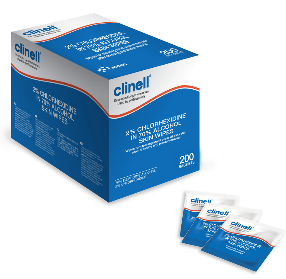 Clinell 2% Chlorhexidine in 70% Alcohol Skin Wipes x 200