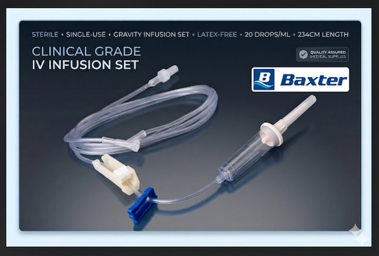 Baxter Solution Administration Set || 234cm IV Giving Set with Luer Lock