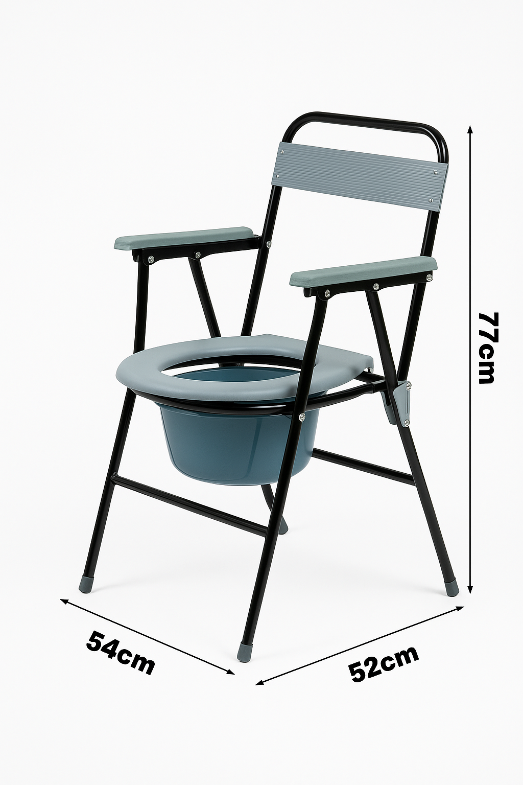 Folding Steel Commode – Portable, Foldable Seat & Pan (Disability / Elderly Aid)