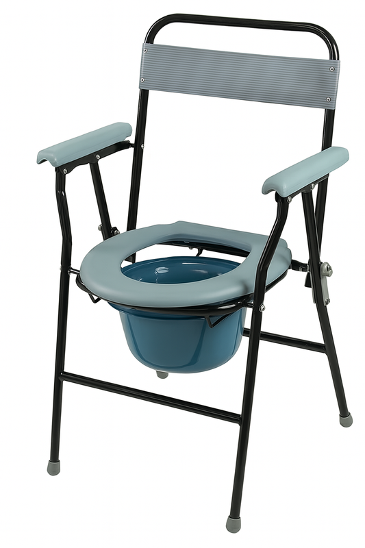 Folding Steel Commode – Portable, Foldable Seat & Pan (Disability / Elderly Aid)