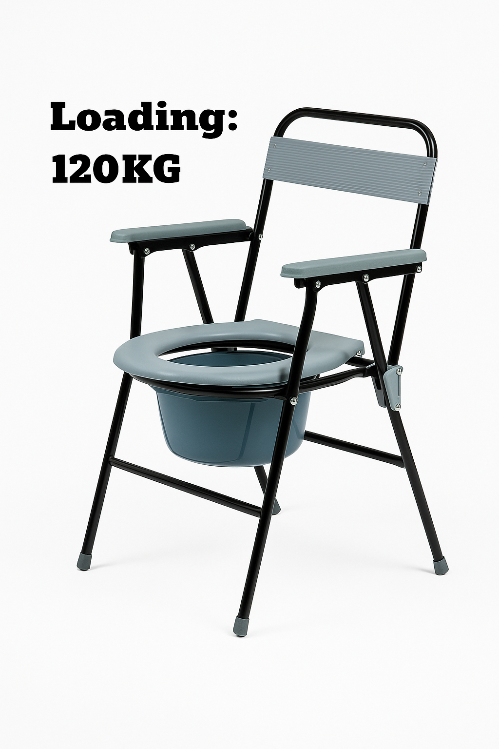 Folding Steel Commode – Portable, Foldable Seat & Pan (Disability / Elderly Aid)