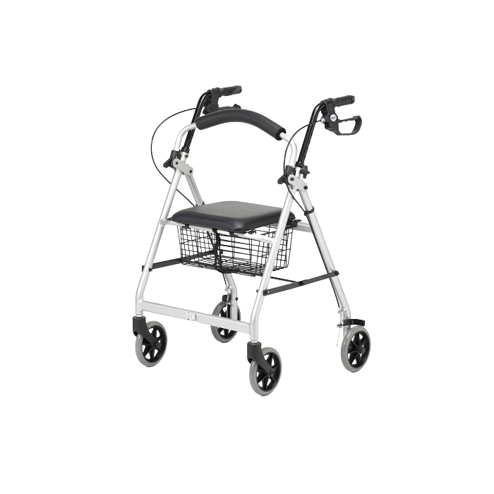 Rollator with Seat || Lightweight and Foldable || Silver Grey