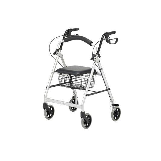 Rollator with Seat || Lightweight and Foldable || Silver Grey