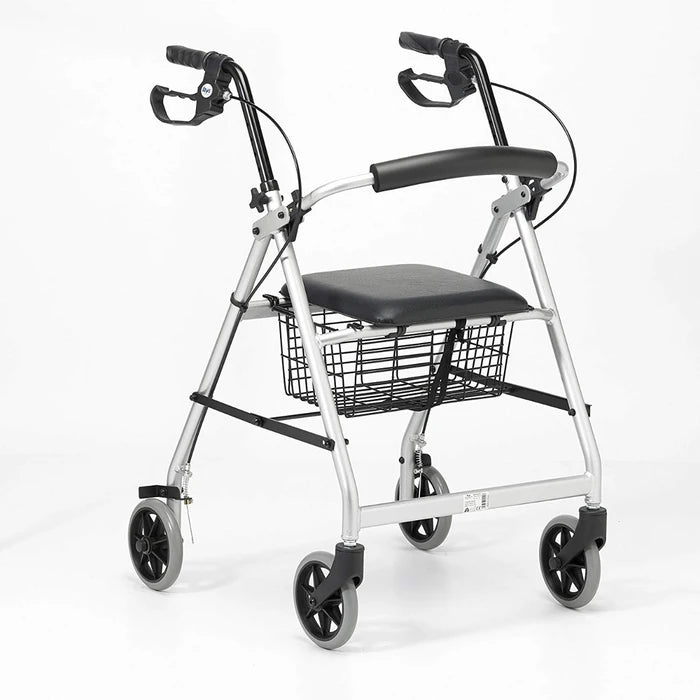 Rollator with Seat || Lightweight and Foldable || Silver Grey