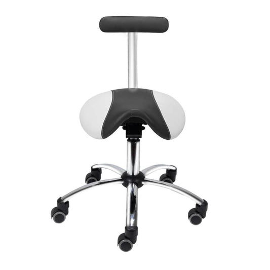 Saddle Stool with Removable Backrest - Black & White