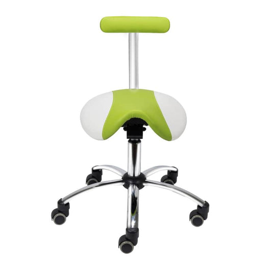 Saddle Stool with Removable Backrest - Green & White