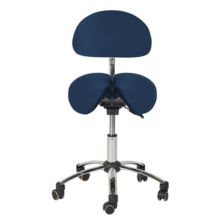Split-Seat Saddle Stool with Backrest - Blue