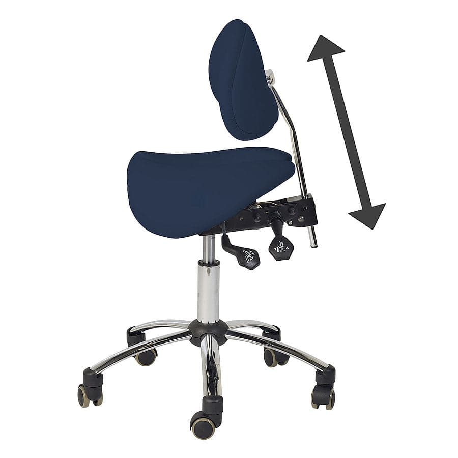 Split-Seat Saddle Stool with Backrest - Blue