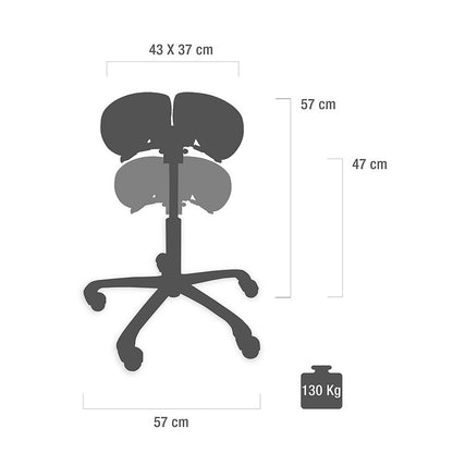 Adjustable Split Seat Saddle Stool with Backrest || Medical Ergonomic Chair