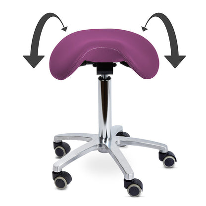 Ergonomic Revolving Saddle Stool with Tilting Seat