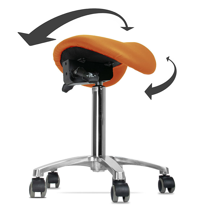 Ergonomic Revolving Saddle Stool with Tilting Seat