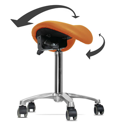 Ergonomic Revolving Saddle Stool with Tilting Seat