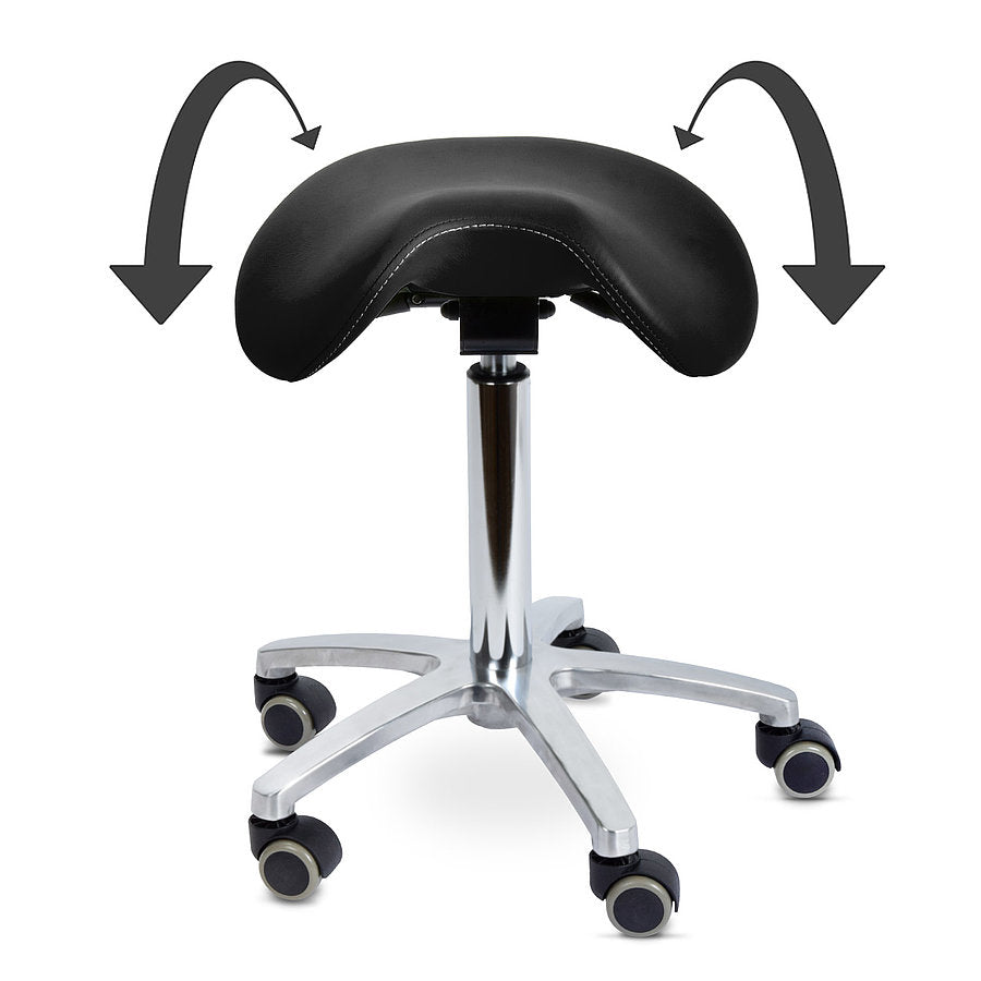 Ergonomic Revolving Saddle Stool with Tilting Seat