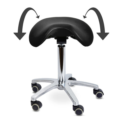 Ergonomic Revolving Saddle Stool with Tilting Seat
