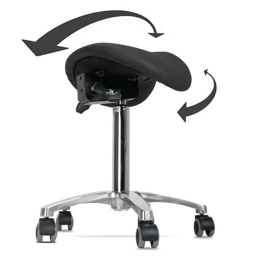 Ergonomic Revolving Saddle Stool with Tilting Seat